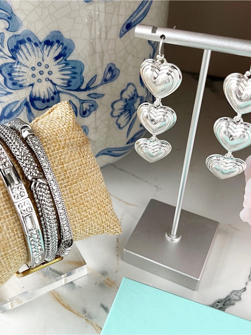 Park Lane Fable (Silver Triple Heart Drop) Earrings